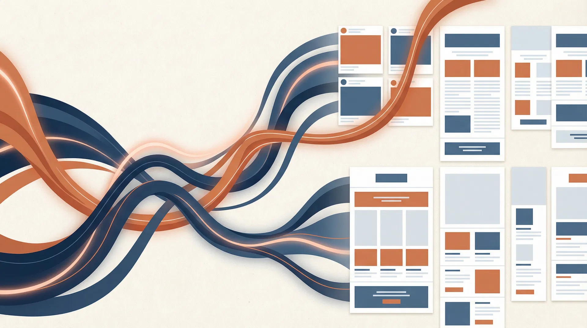 AI-processen visualiserad med flödande dataströmmar