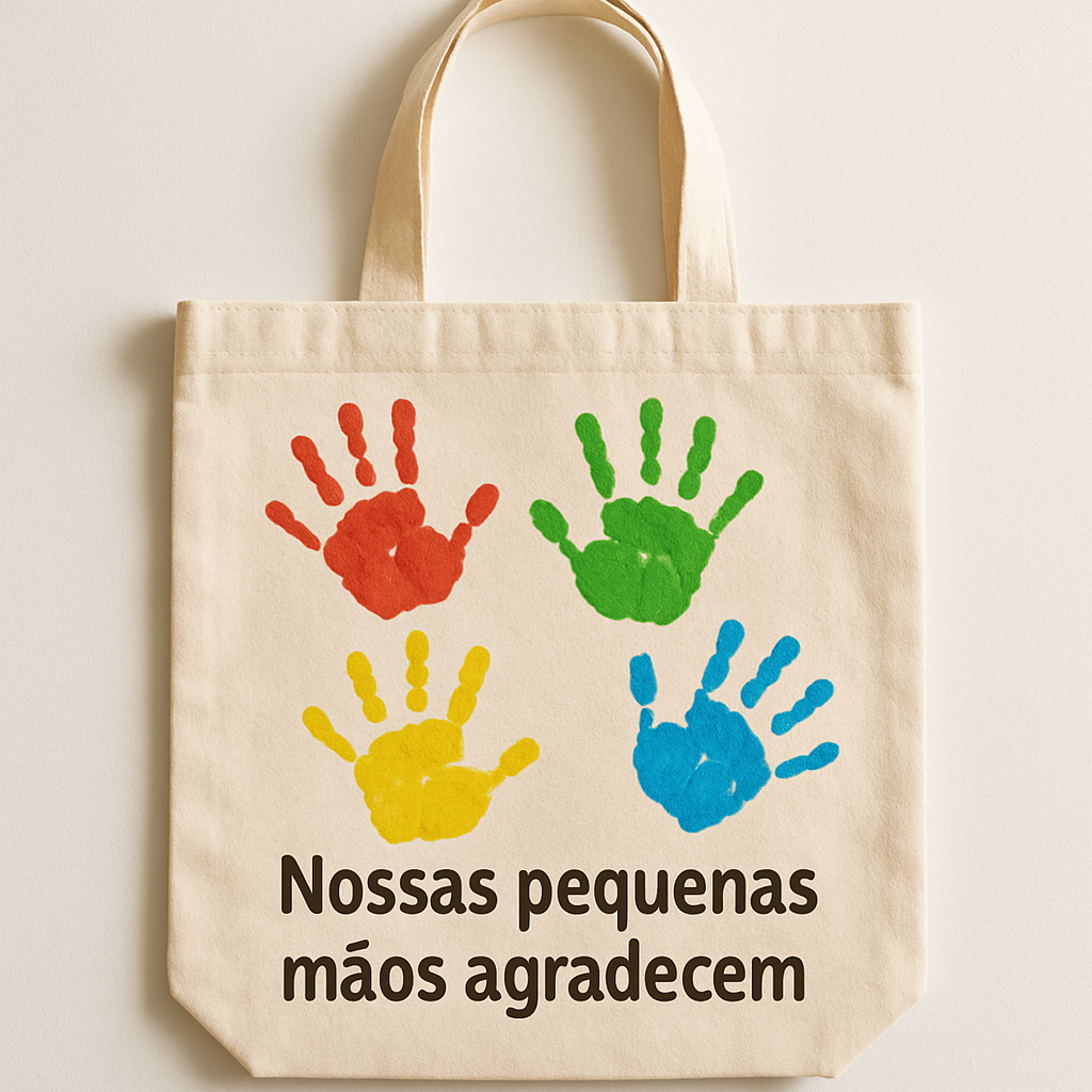 Sacola Personalizada com Pegadas de Mão