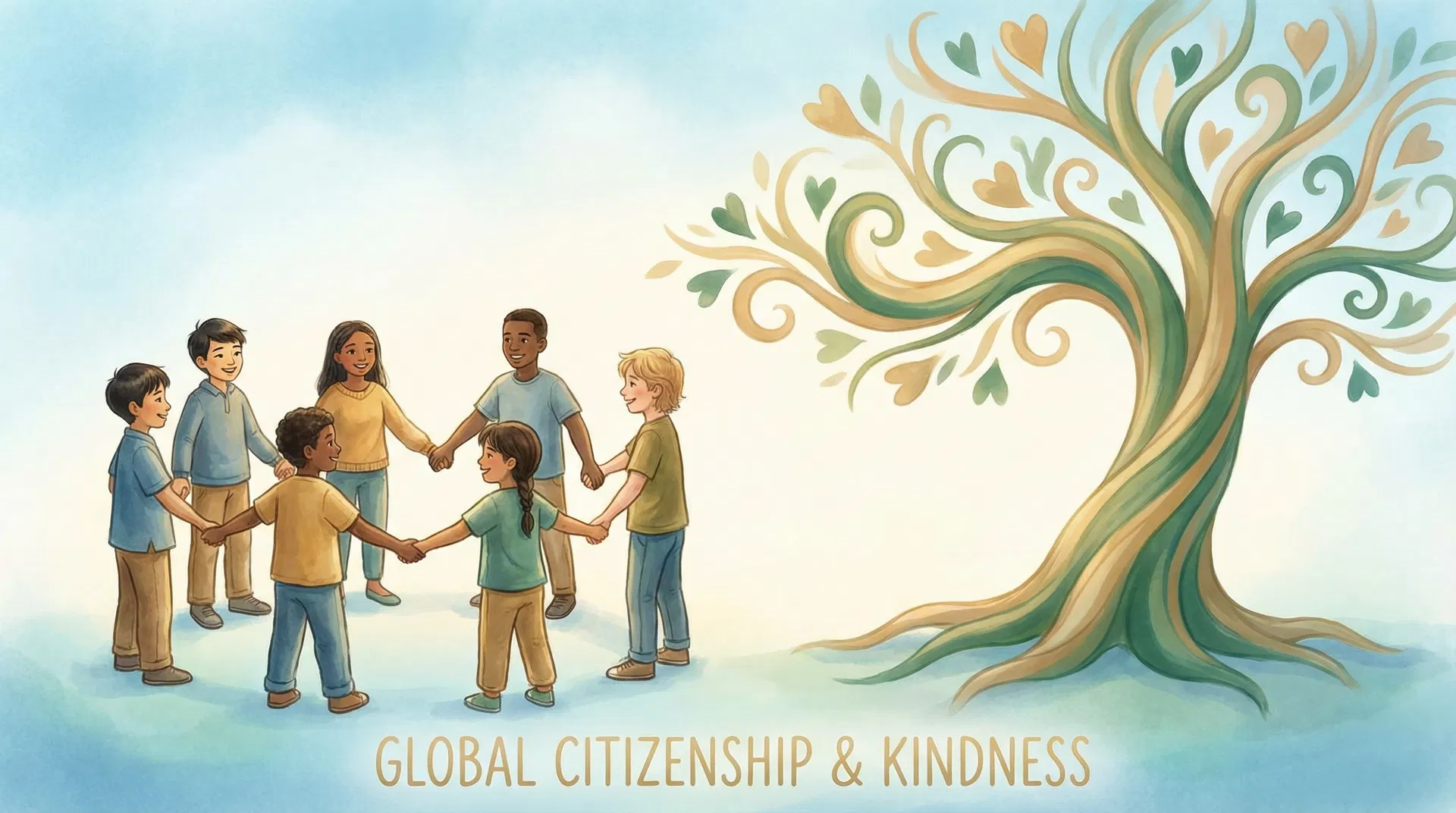 World Citizen Education - Diverse children and tree