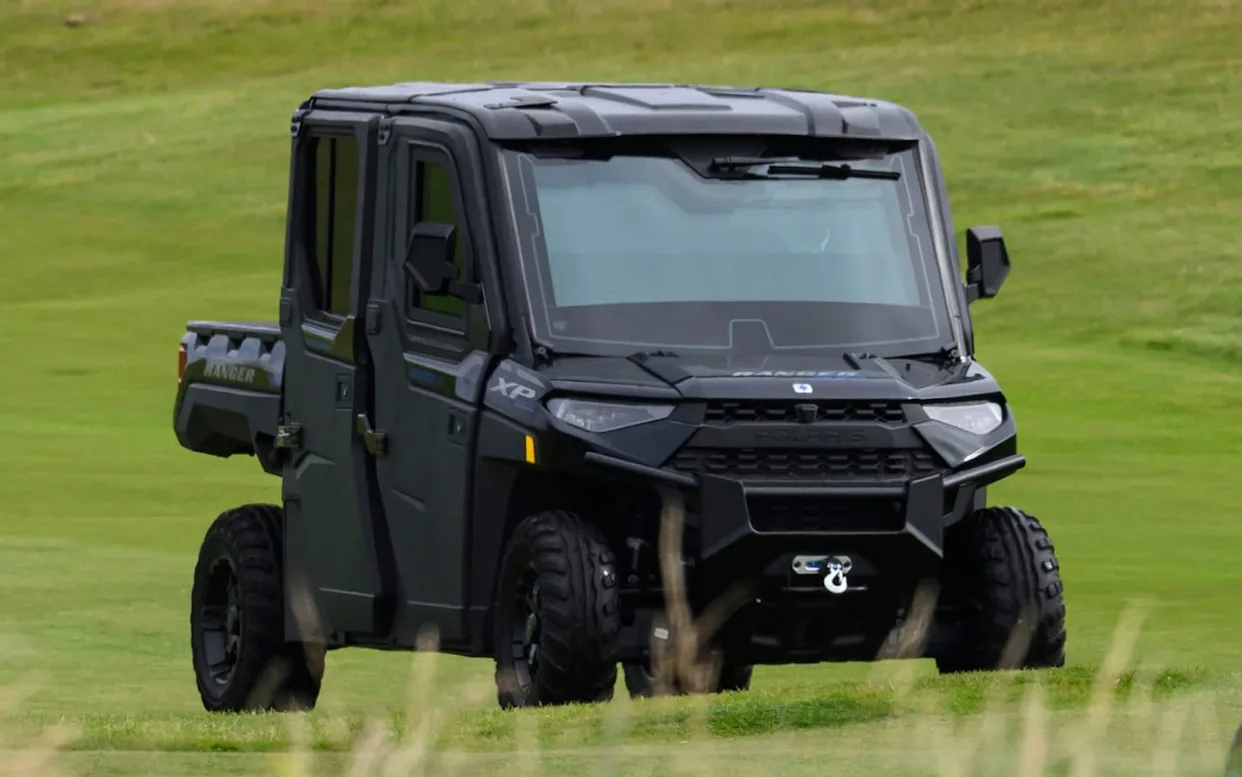 Detailed view of the armored golf cart