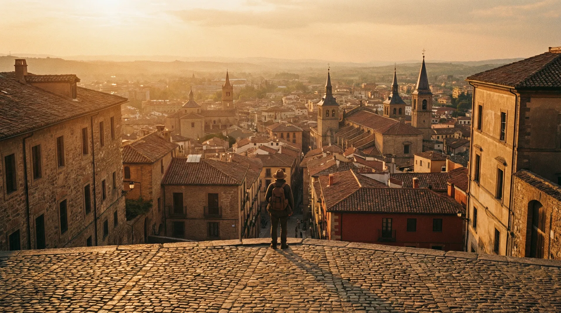 European cityscape at golden hour