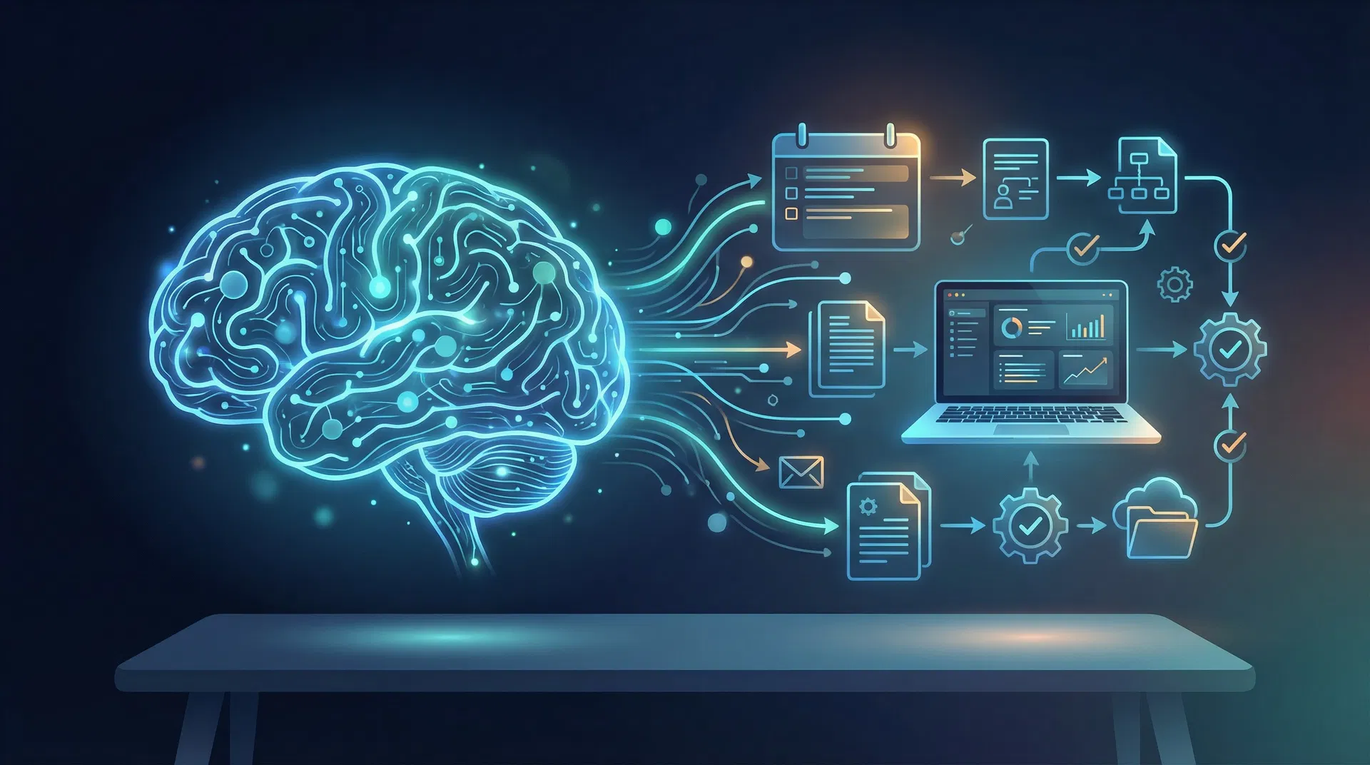 KI-Gehirn verbunden mit Alltags-Tools – KI wirklich nutzbar machen