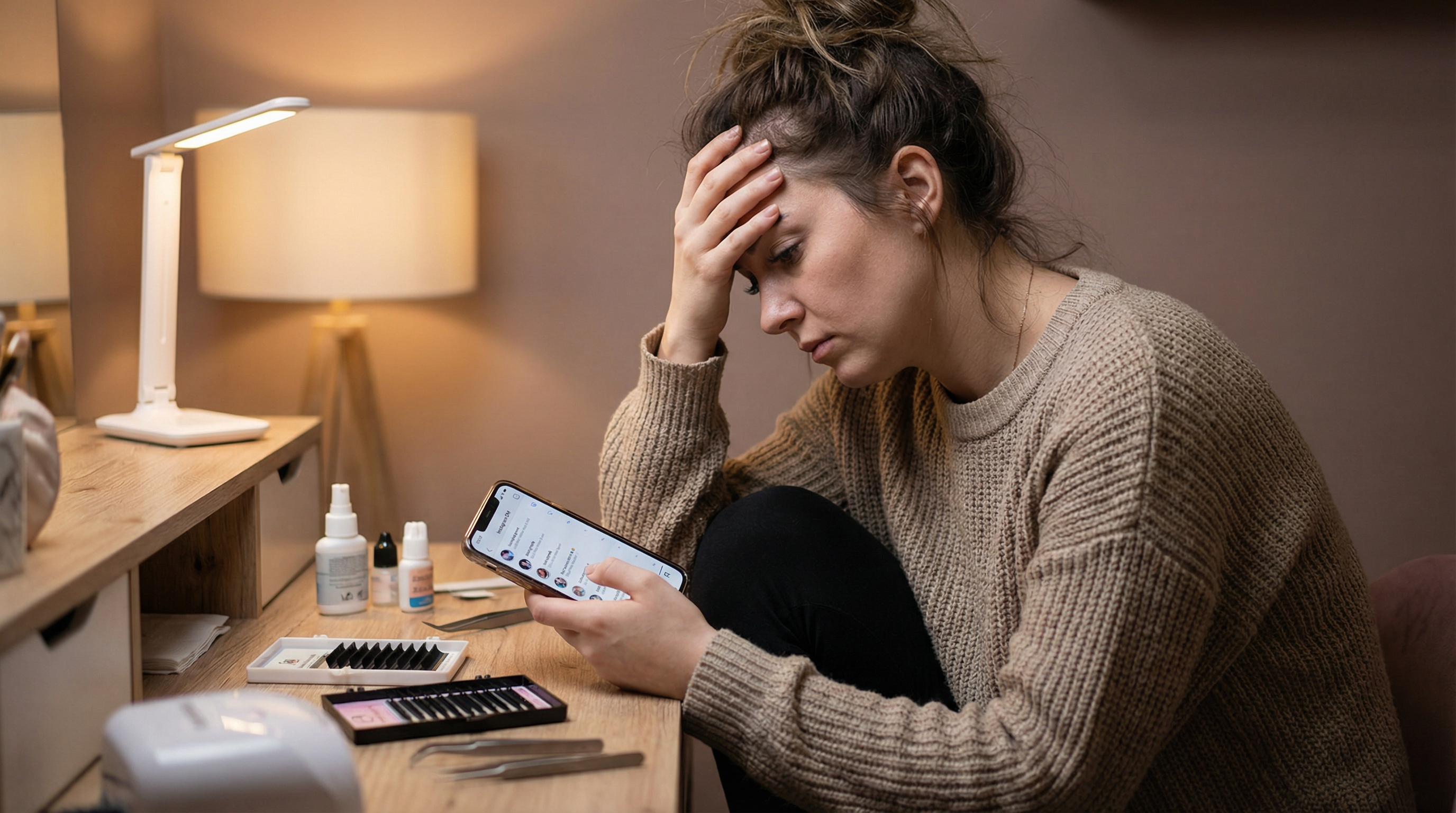 Lash technician overwhelmed by Instagram DM notifications