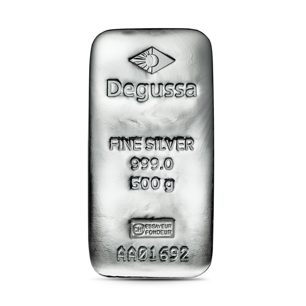 500 g Degussa Silberbarren – Bild 1