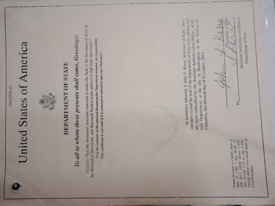 مصادقة وزارة الخارجية الأمريكية