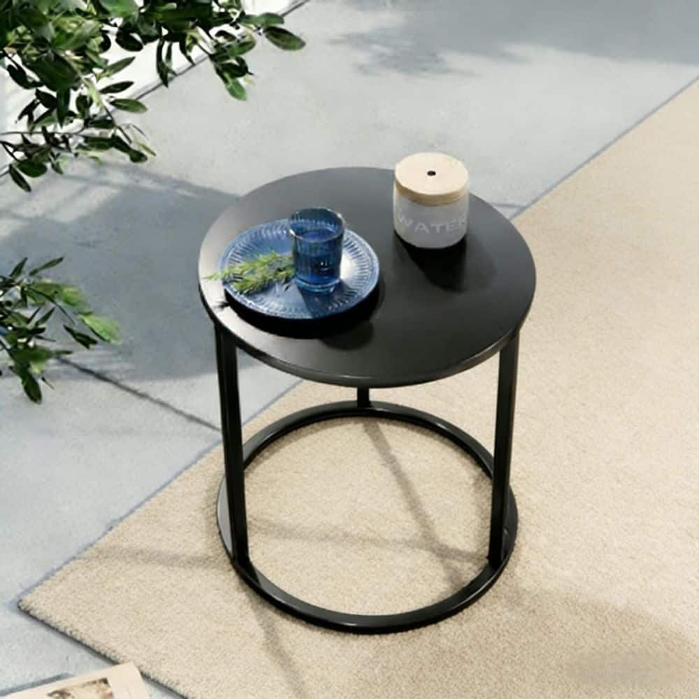 Round Black Metal Side Table