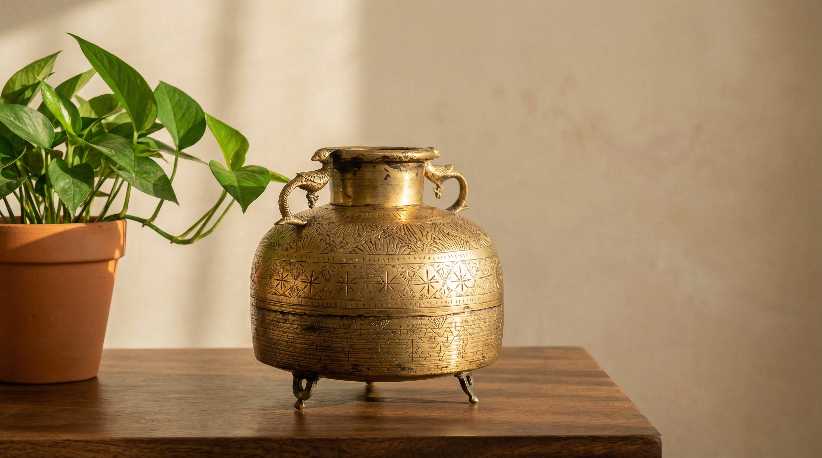 Handcrafted Brass Hanging Planter