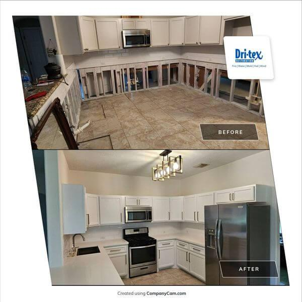 Water damage restoration — room with drying equipment