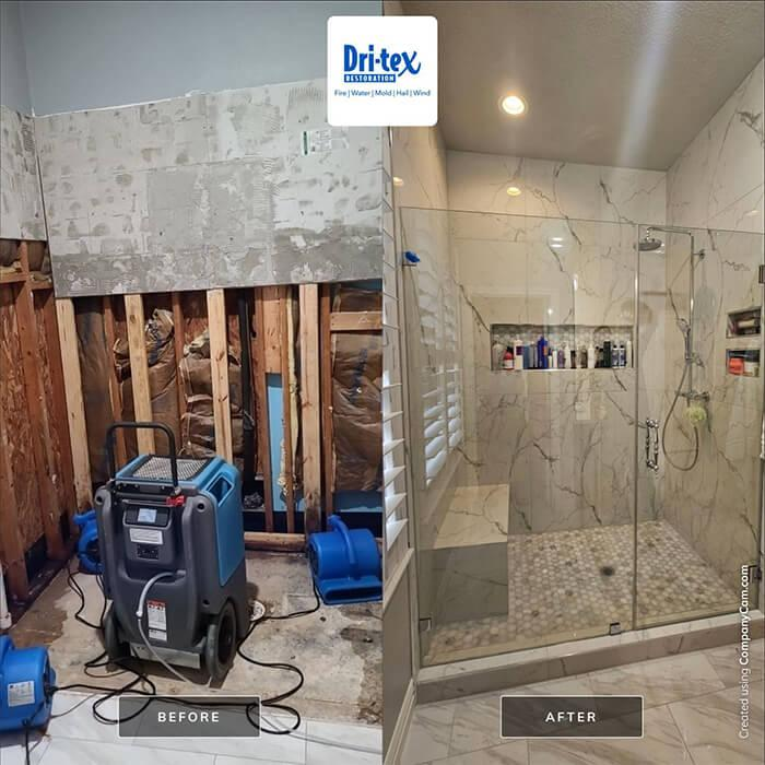 Water damage restoration — flooring removal and drying