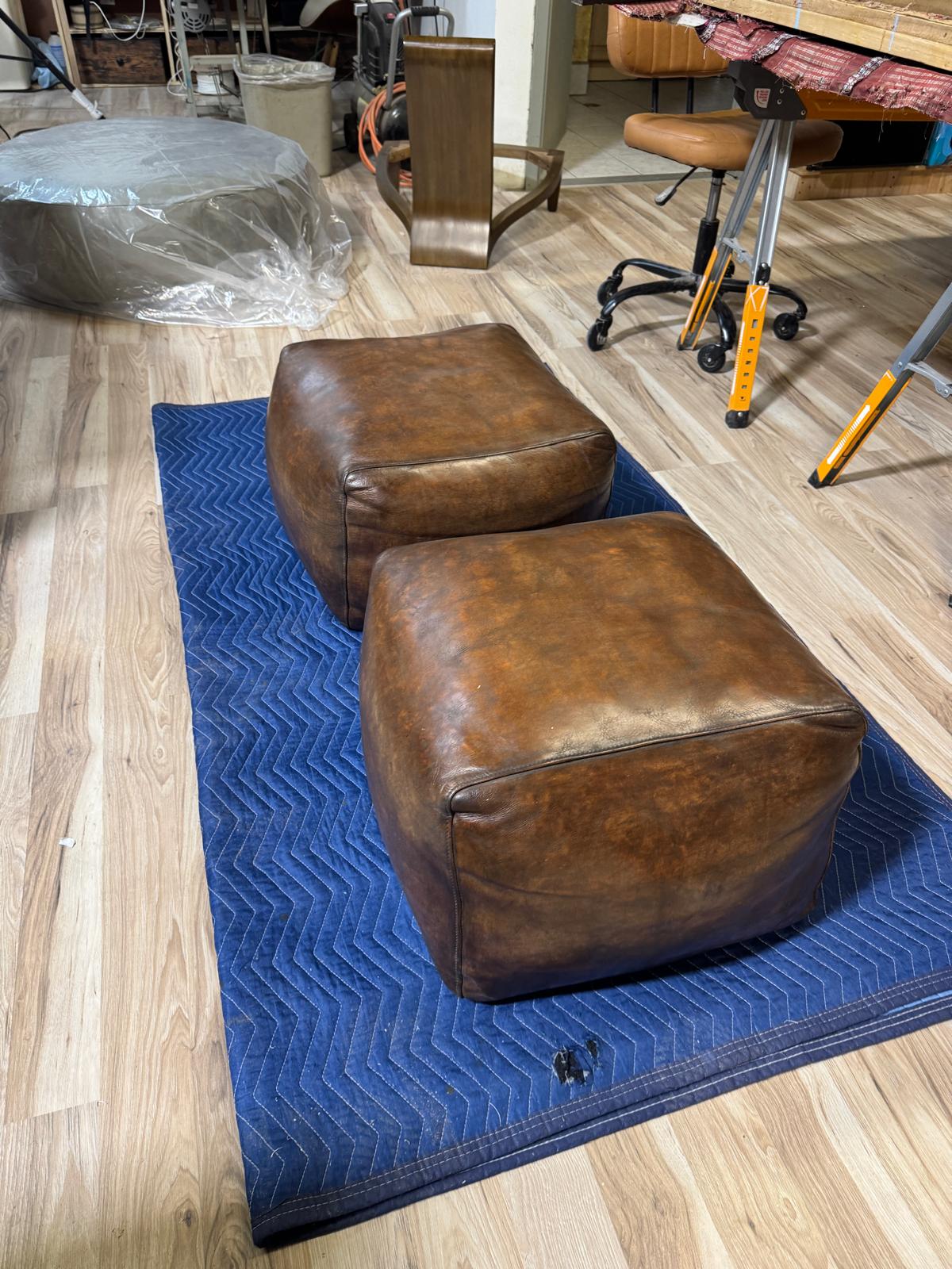 Leather Poufs — 2 of 3