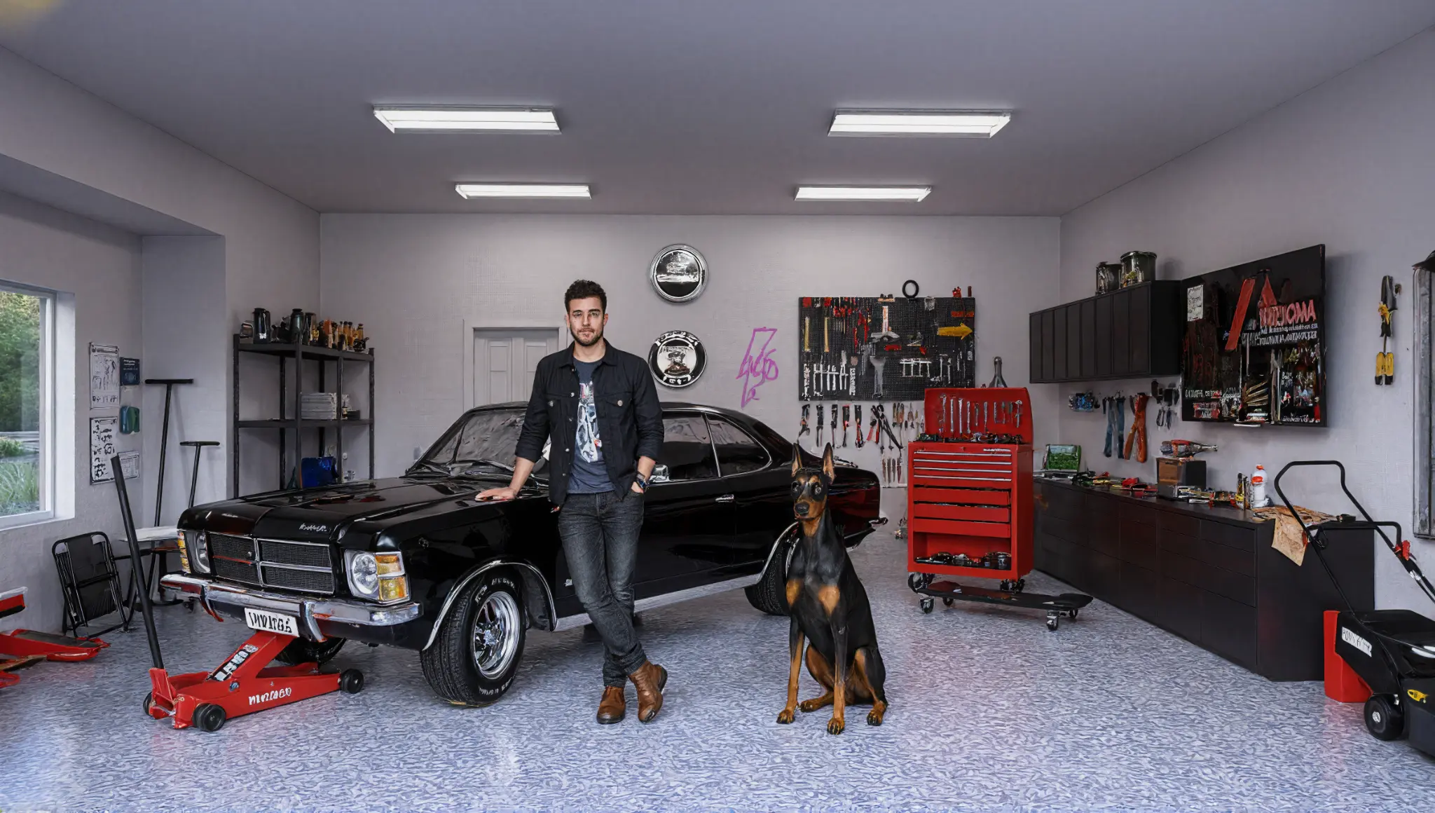 Luxury garage 3D rendering