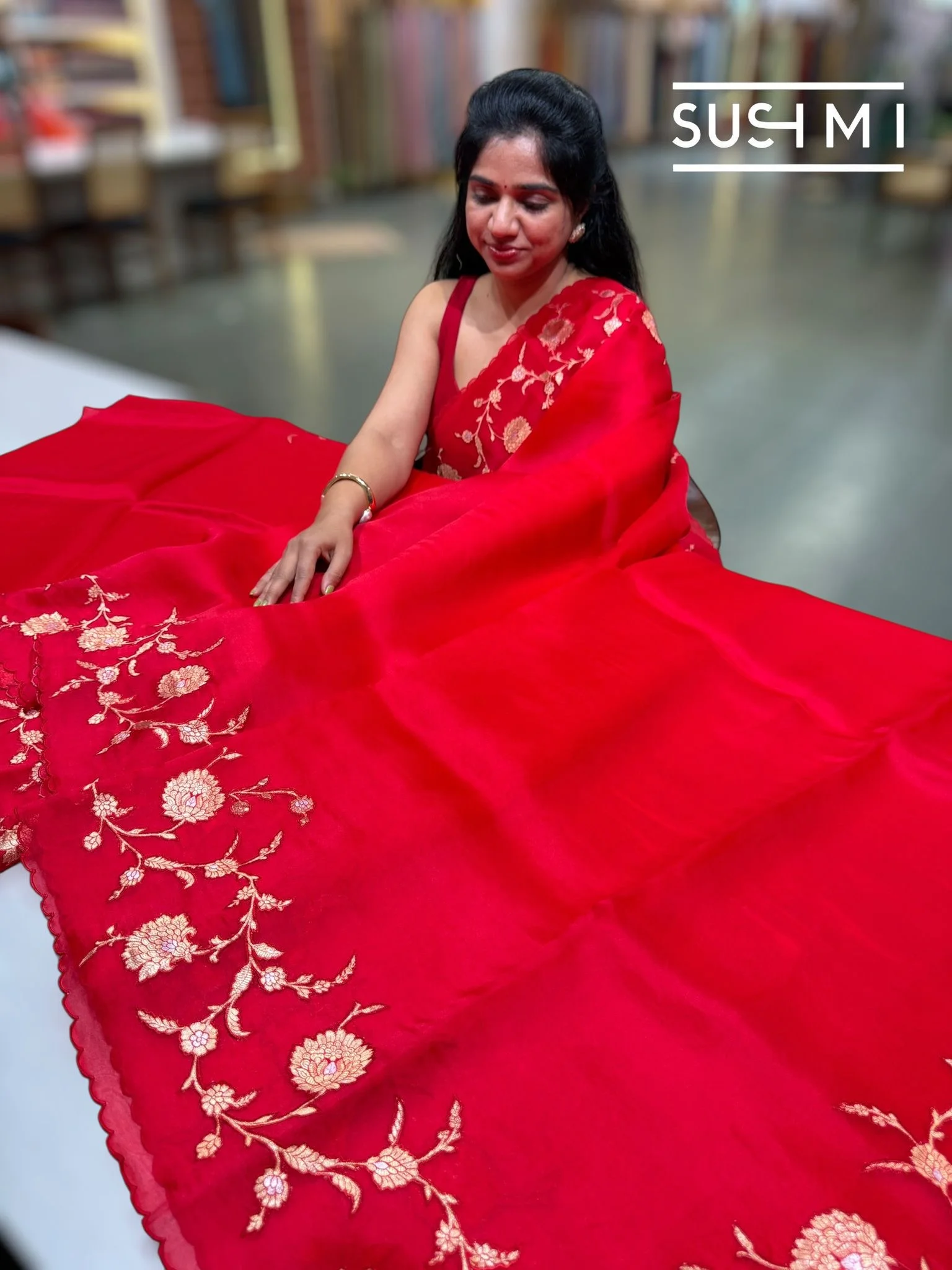 Designer Munga Banarasi Tussar Saree with Petit Point Embroidery