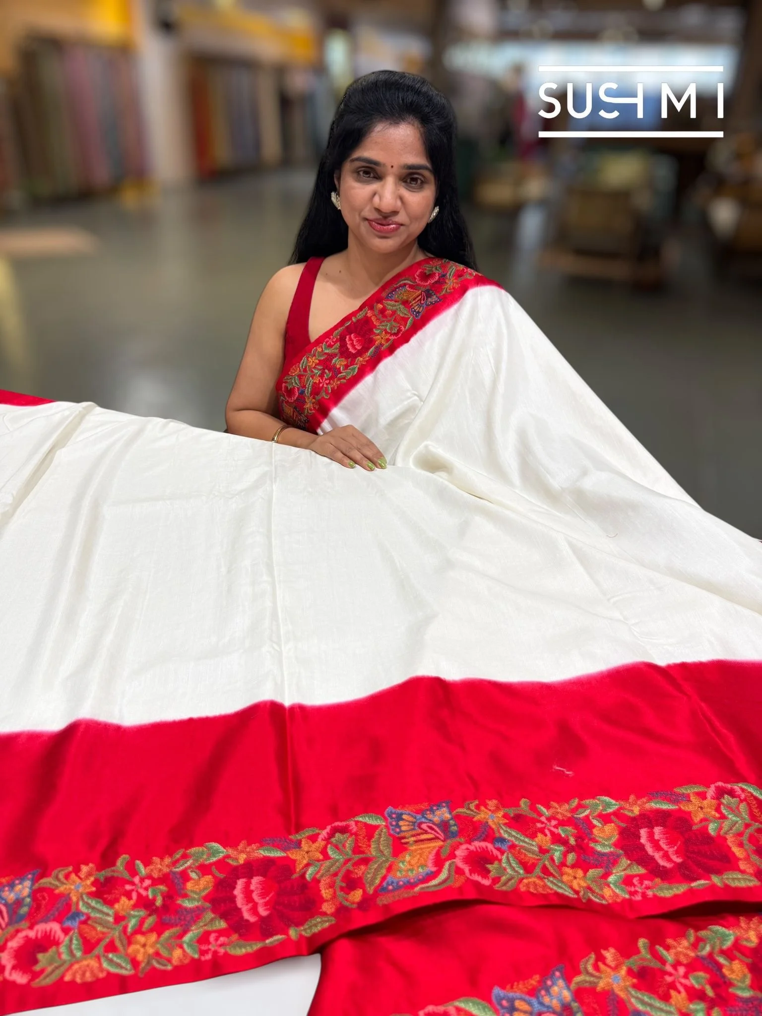 Designer Munga Banarasi Tussar Saree SM097 - Image 3