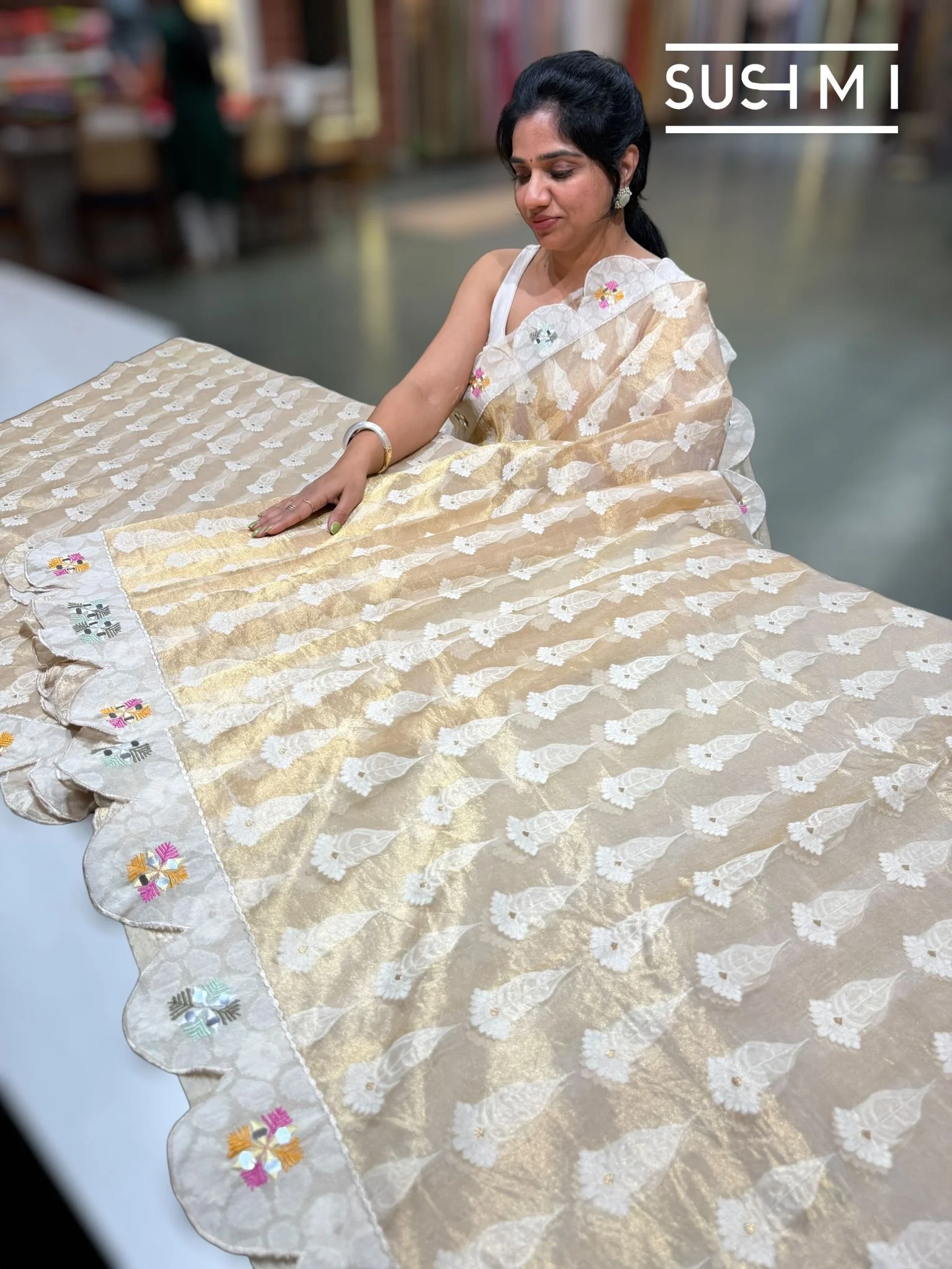 Designer Banarasi Tissue Saree - Image 2