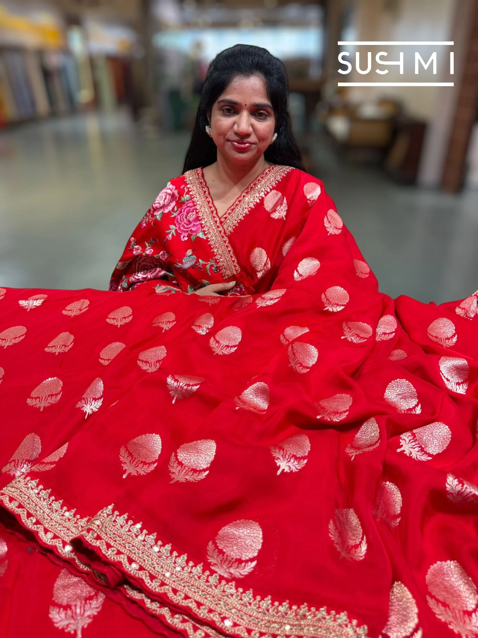 Banarasi Crepe Saree SM096 - Image 3