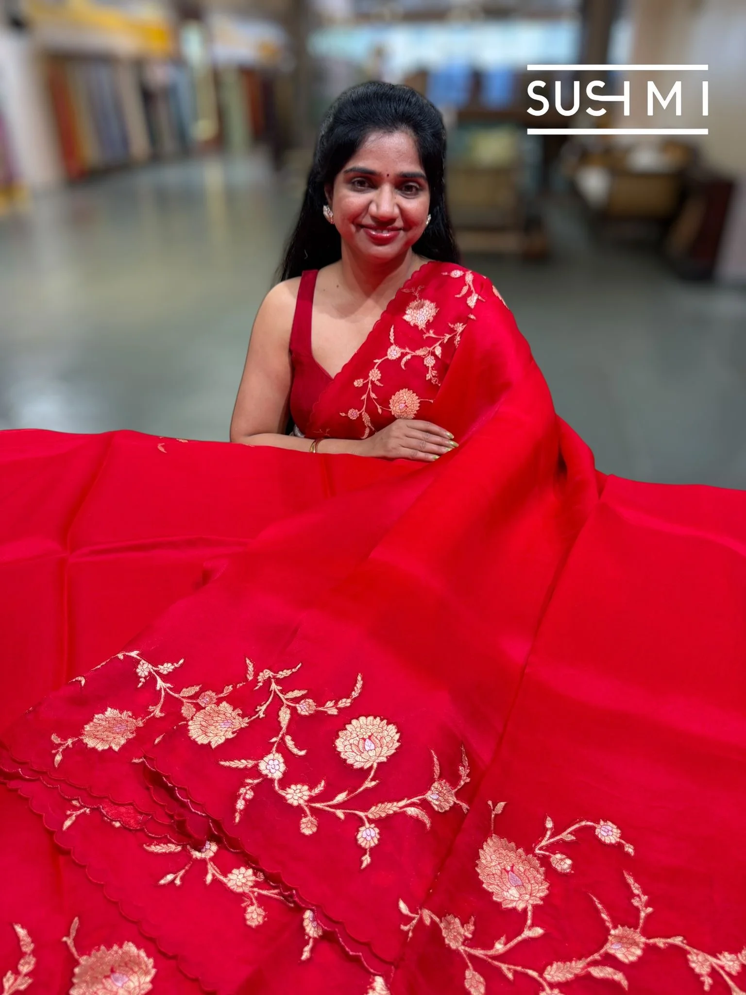 Designer Munga Banarasi Tussar Saree SM097 - Image 2