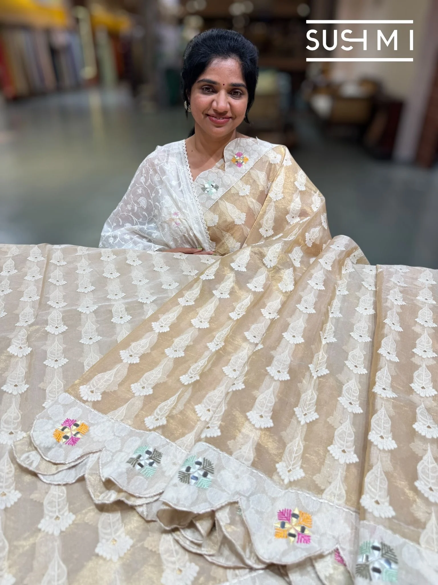 Designer Banarasi Tissue Saree - Image 3