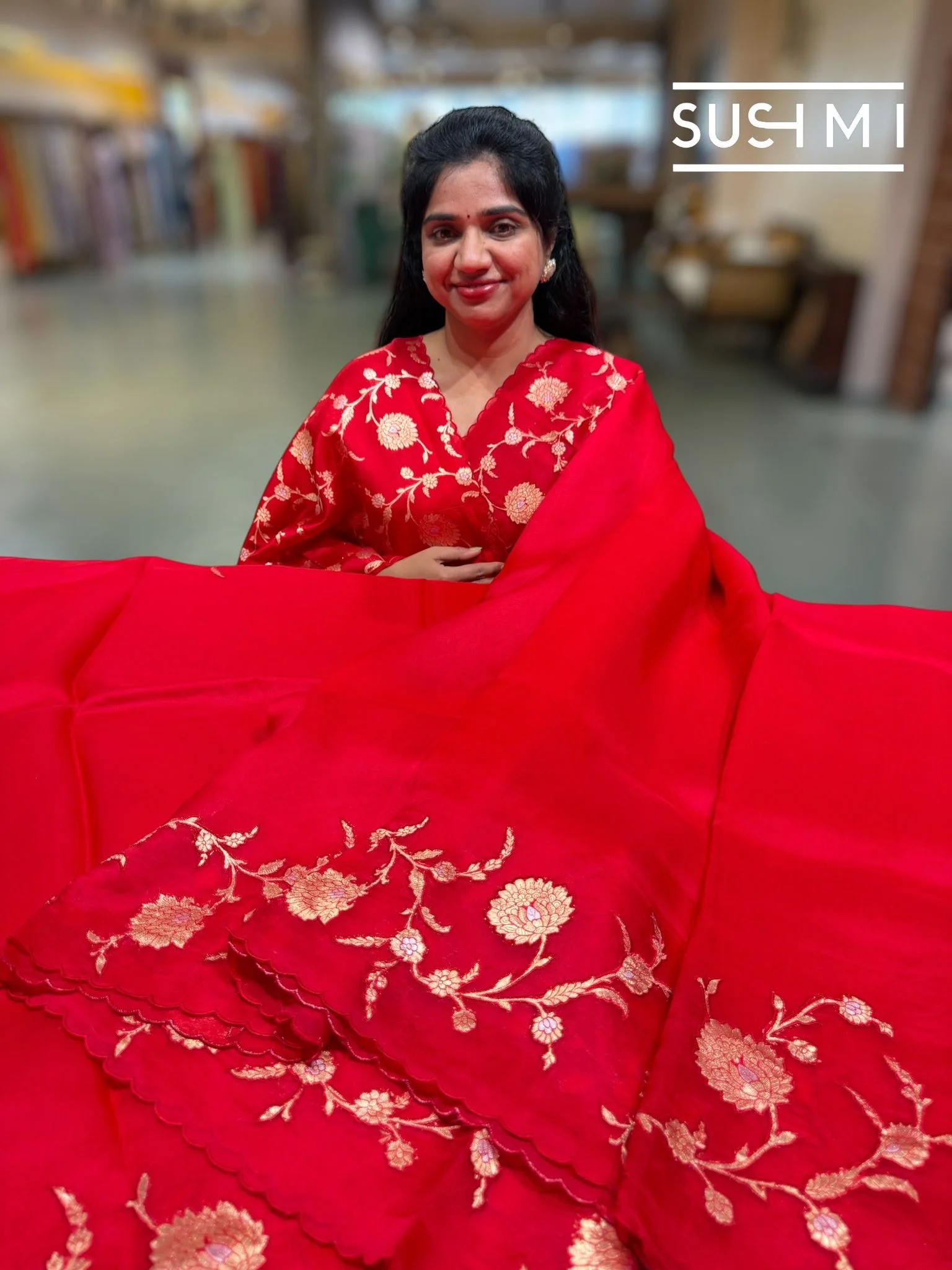 Designer Munga Banarasi Tussar Saree SM097 - Image 6