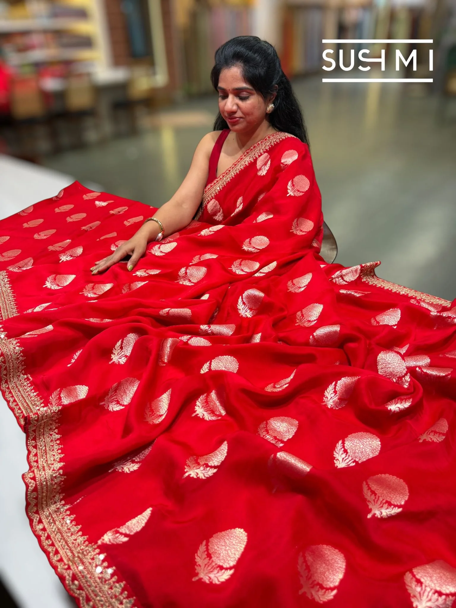 Banarasi Crepe Saree SM096 - Image 2