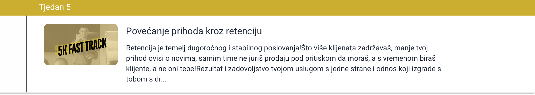 Fast Track platforma - pregled modula