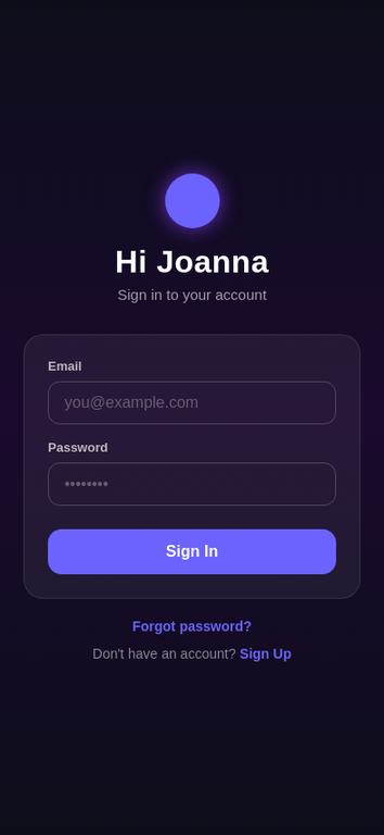 Hi Joanna — Choose Your Plan screen