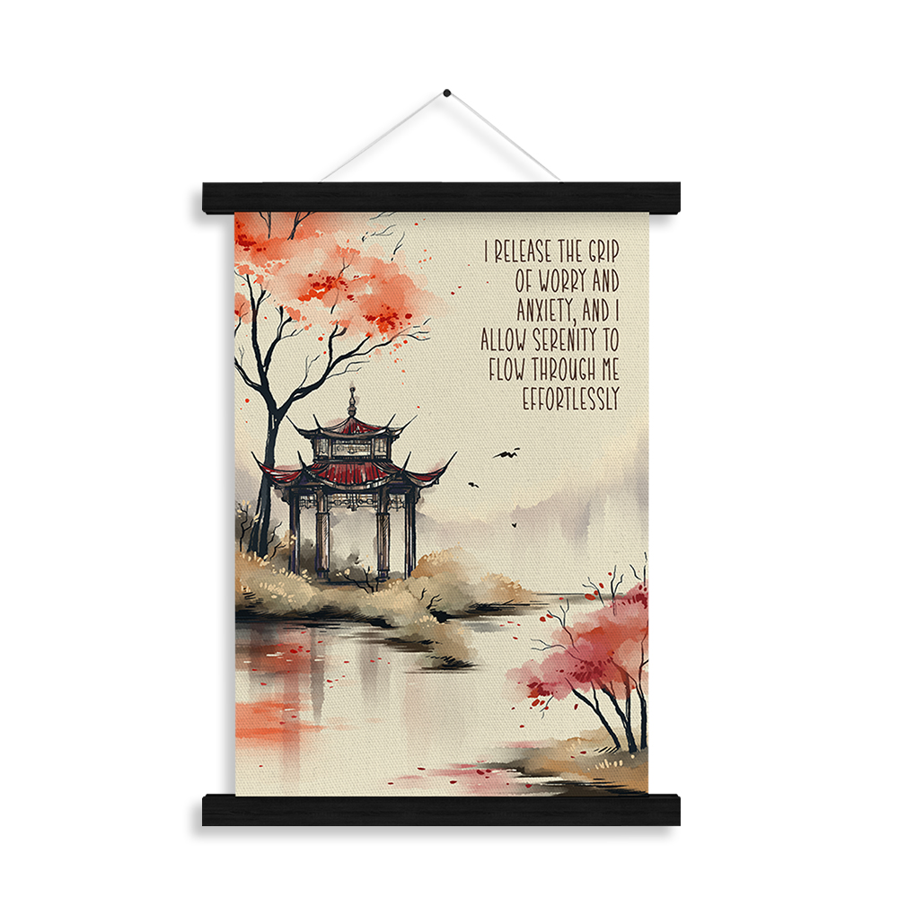 I Release the Grip of Worry — "I release the grip of worry and anxiety, embracing calm" — Serenity Collection affirmation art