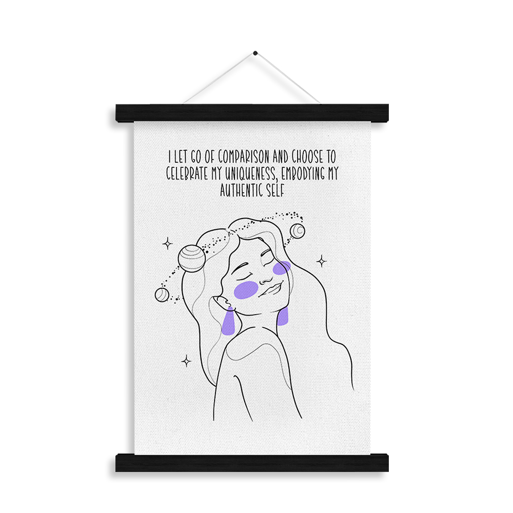 I Let Go of Comparison — "I let go of comparison and celebrate my unique journey" — Self Love Collection affirmation art
