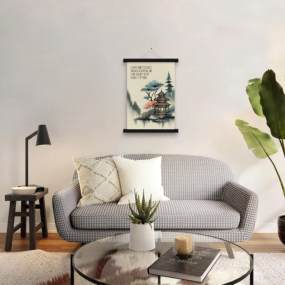 Affirmation wall art in a beautifully styled living room