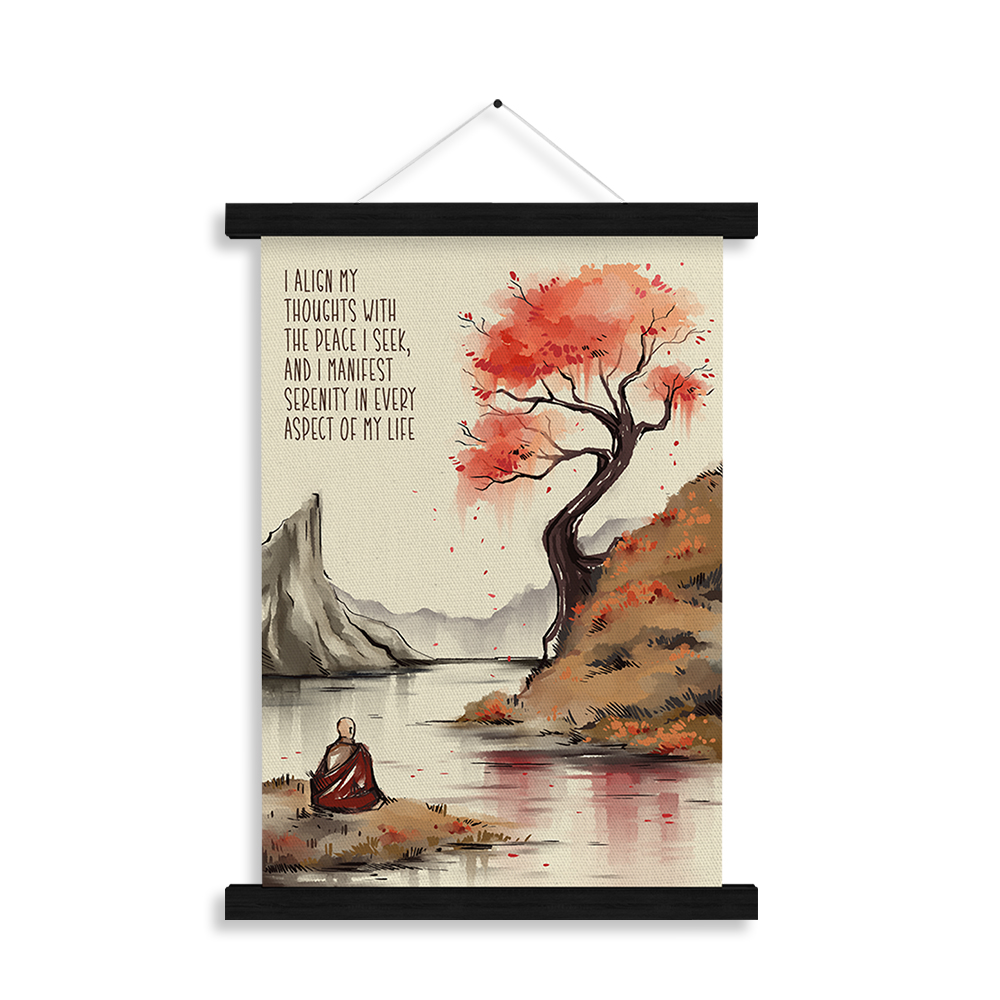 I Align My Thoughts — "I align my thoughts with the peace I wish to create in my world" — Serenity Collection affirmation art