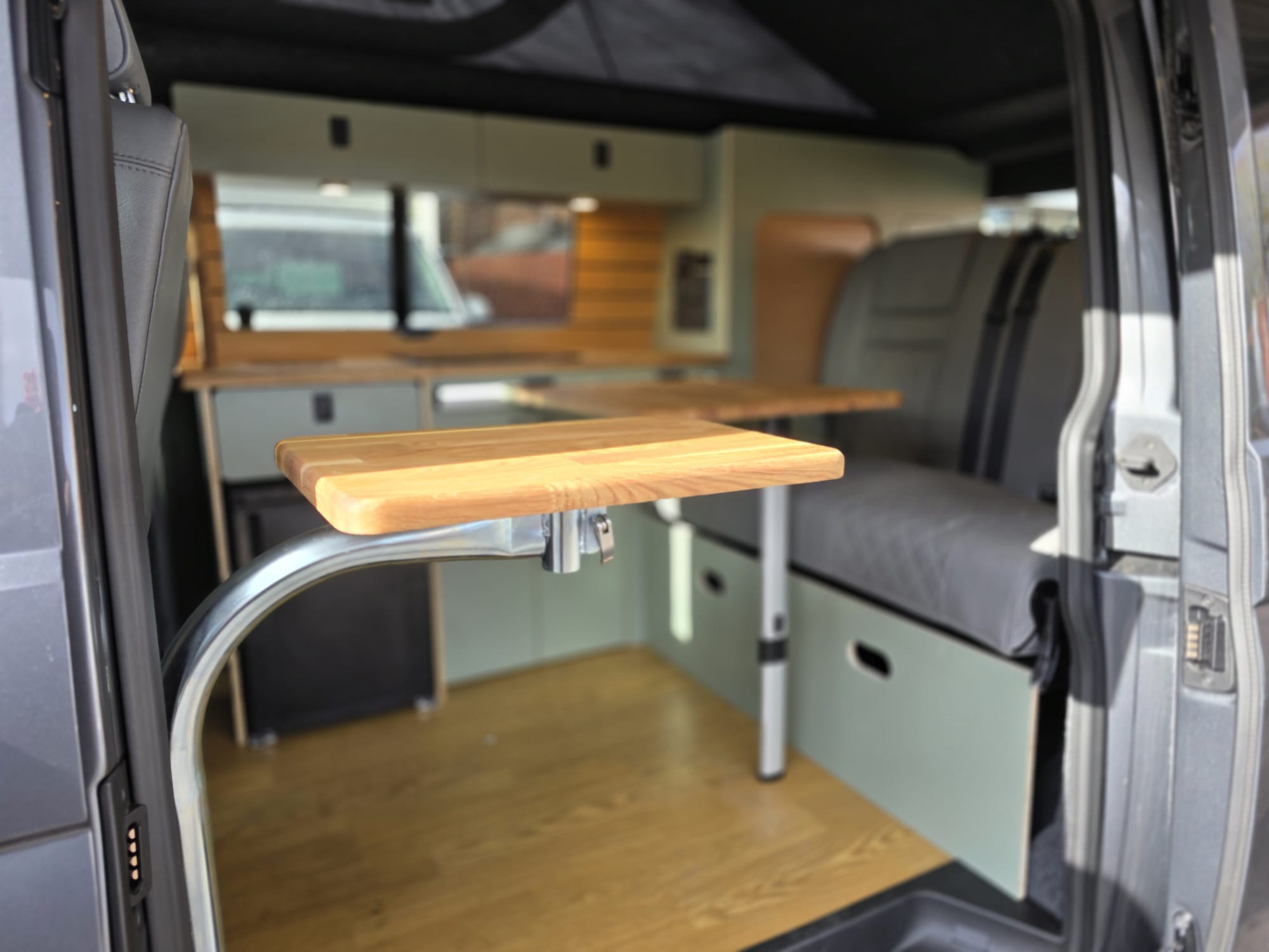 Sliding Door View with Swing Table