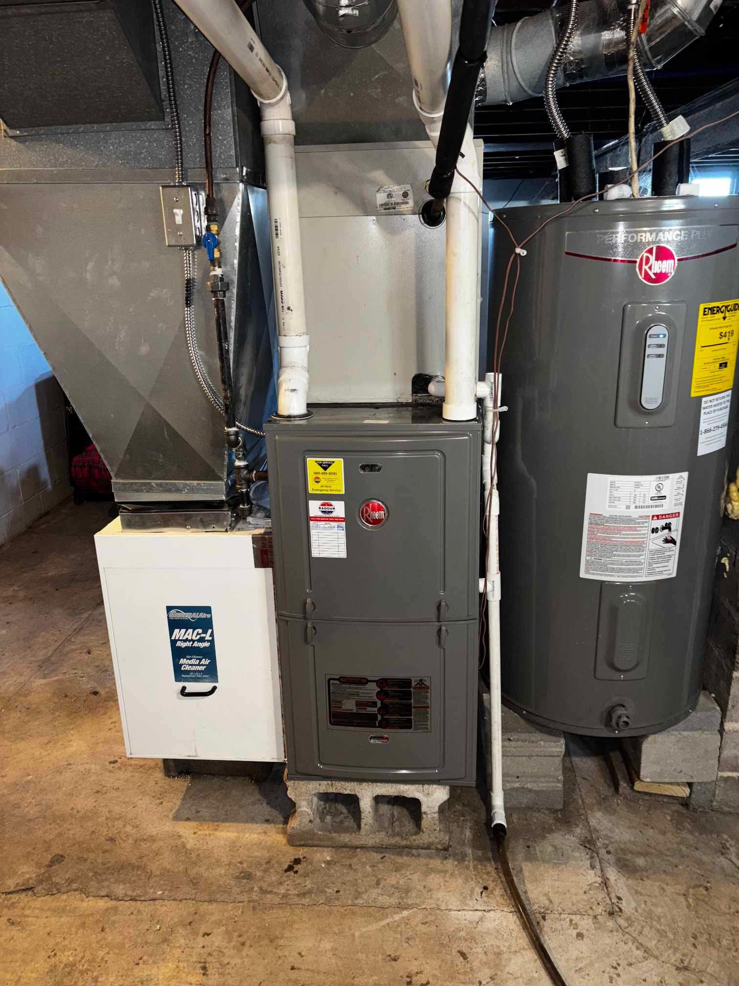 Complete HVAC system installation — furnace, AC, hot water heater