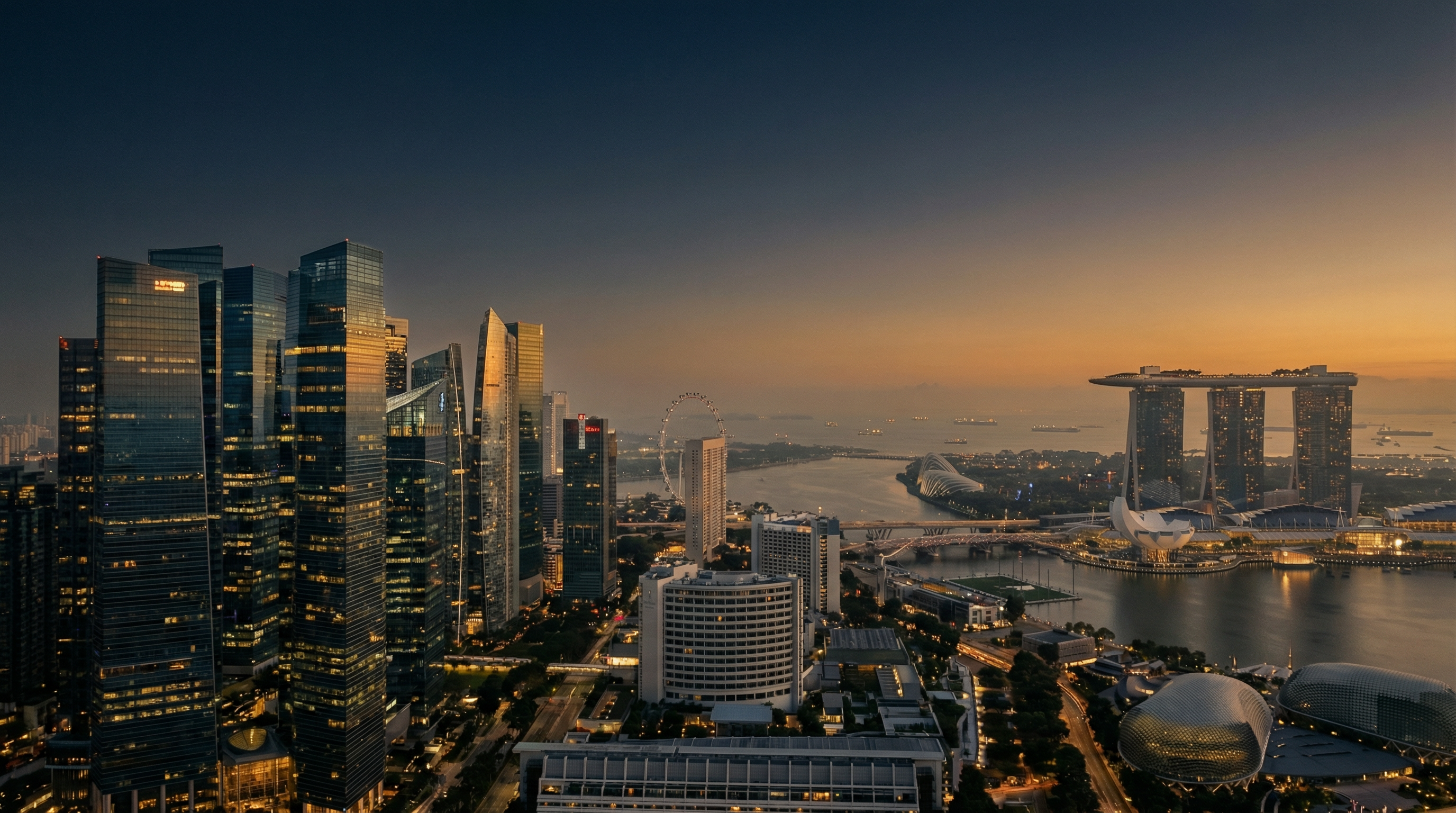 Singapore skyline at golden hour