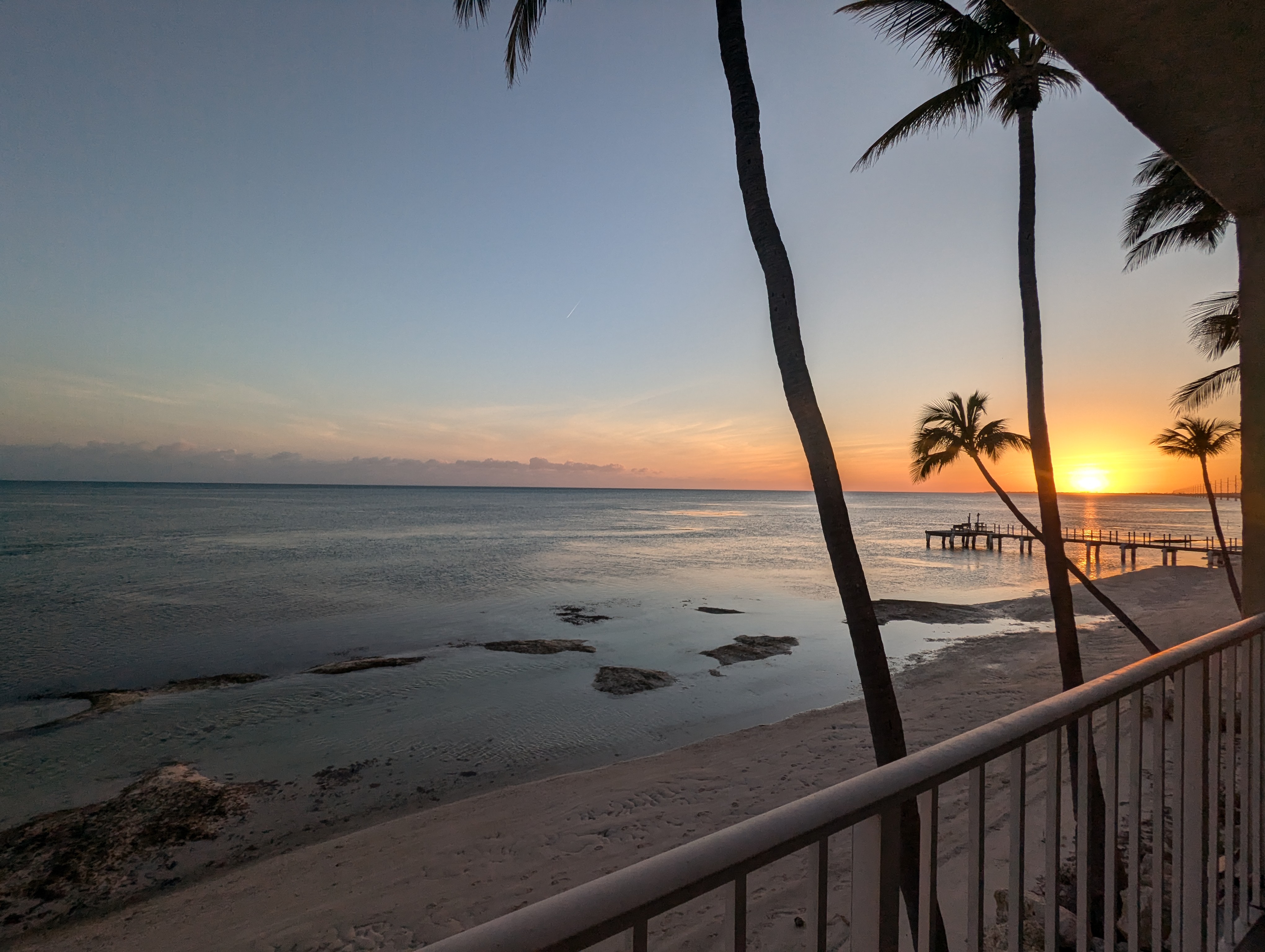 Oceanfront balcony at Long Key Beach Florida Keys short term rental