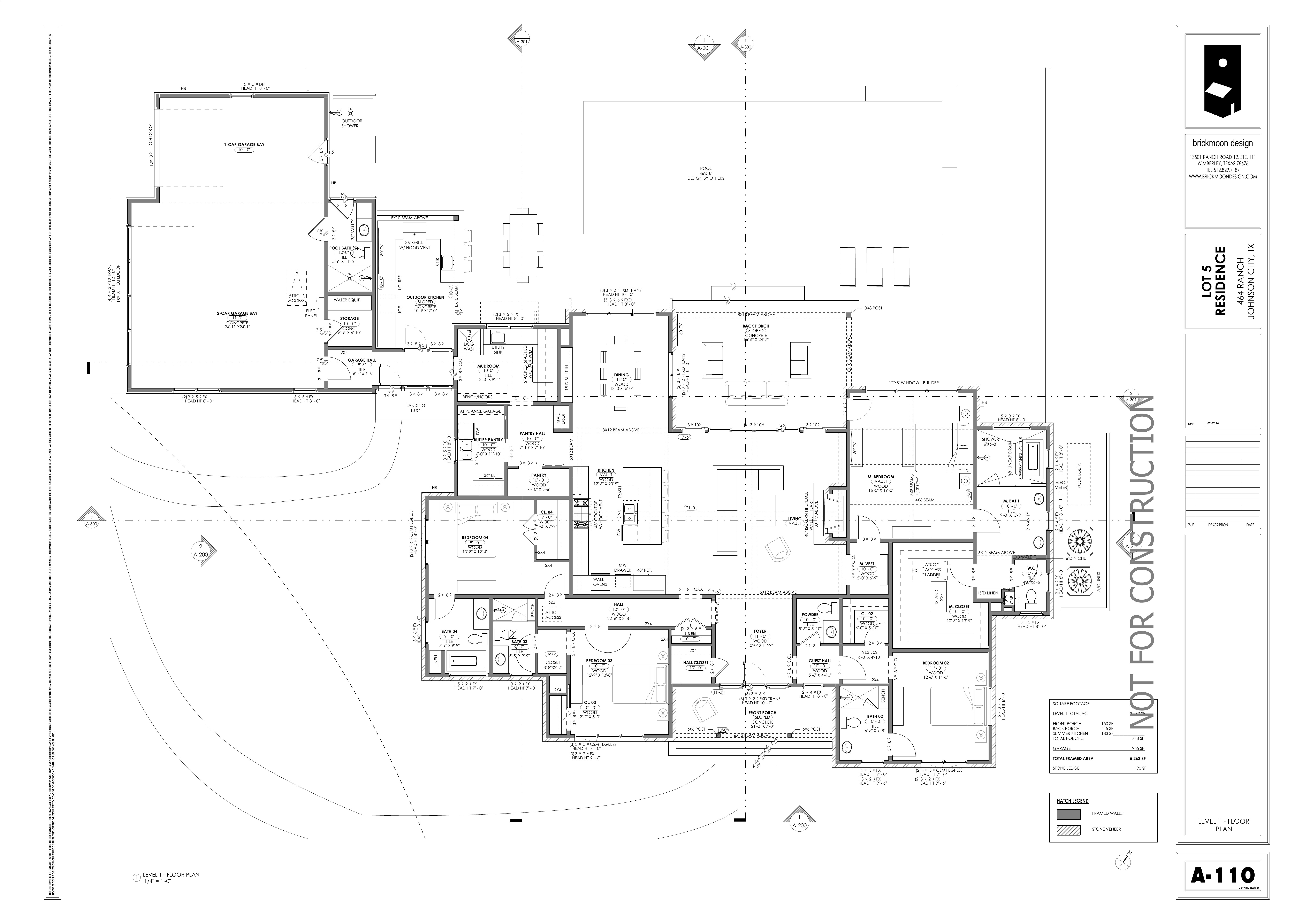 464 Ranch Lot 5 — Level 1 Floor Plan by Brickmoon Design
