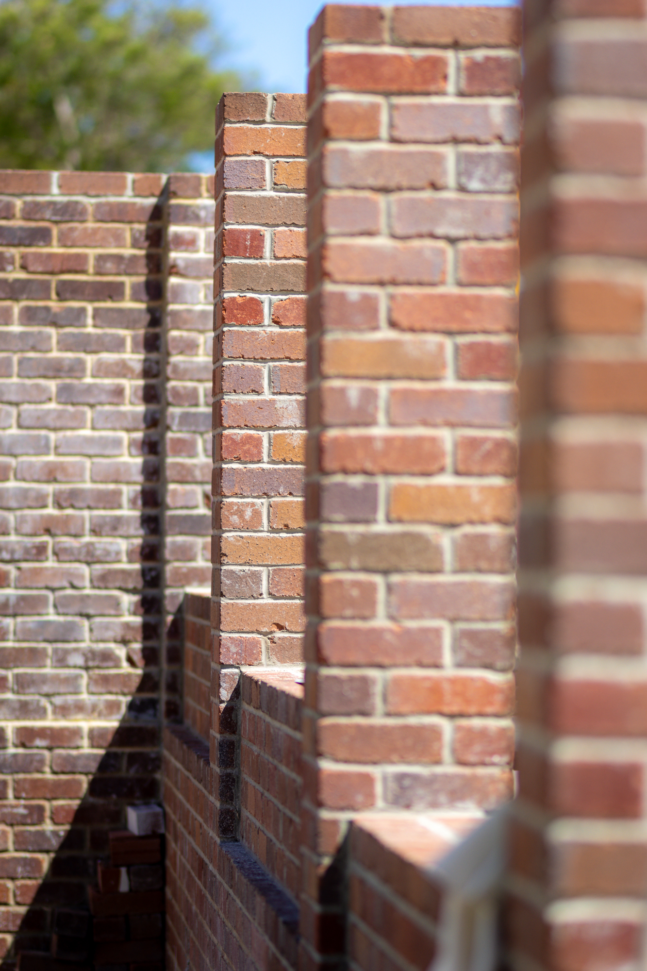 Precision brick work with clean mortar joints