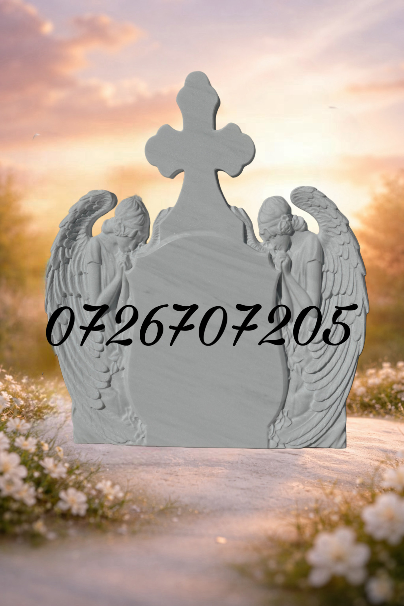 Înger cu trandafiri sculptați