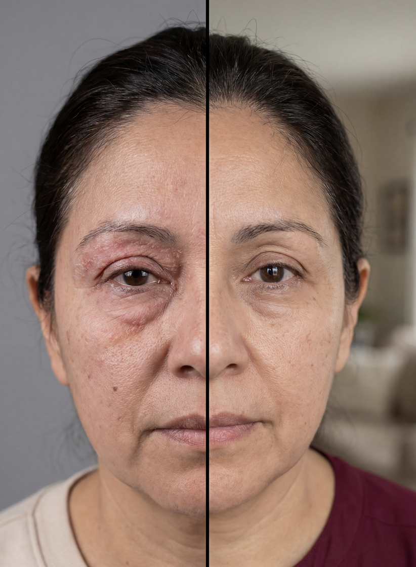 Before and after eyelid eczema result 4