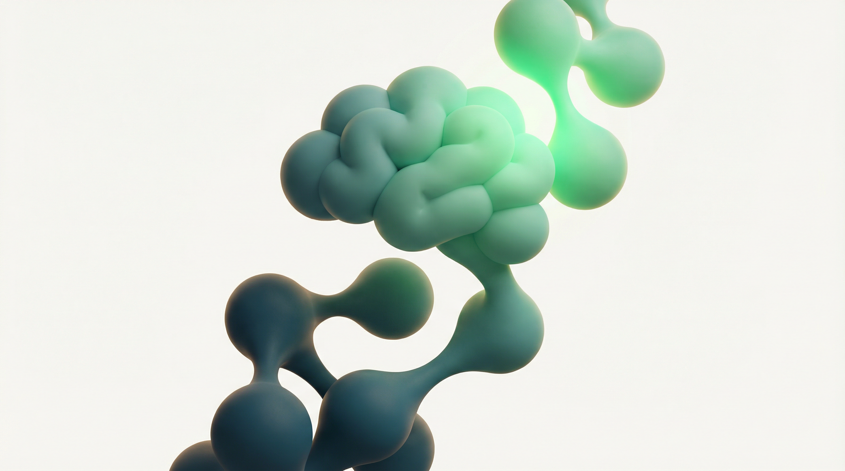 Abstract 3D illustration of budget management elements in warm teal and green