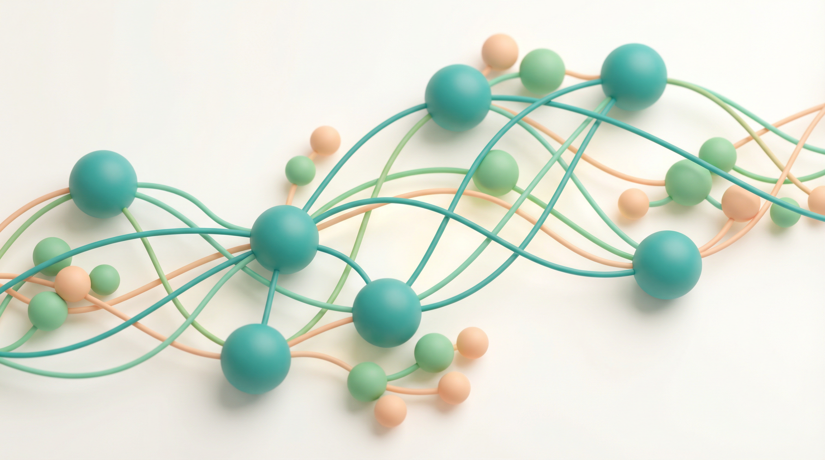 Abstract 3D illustration of growth and transformation in teal and green