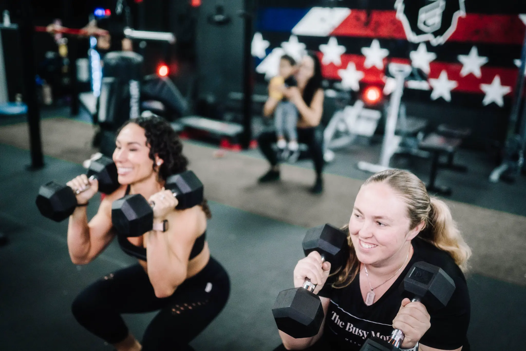 Ashley and client working out together