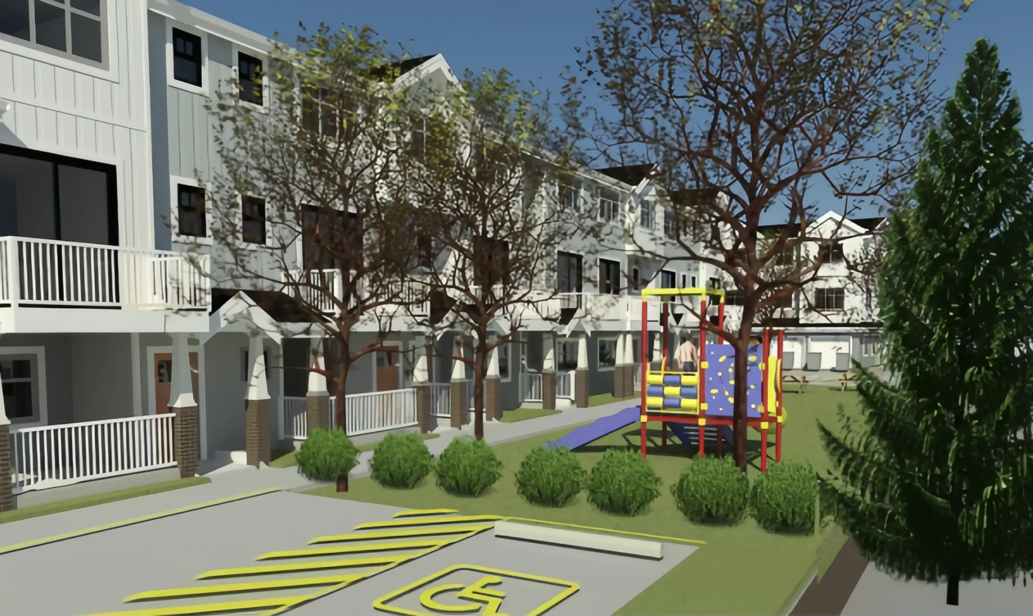 Bridgeview Living - Amenity and Courtyard Rendering